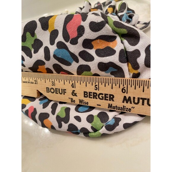 Jane Marie Makeup Organizer Canvas Bag w/ Pull tie in Rainbow Leopard Print - Picture 9 of 10